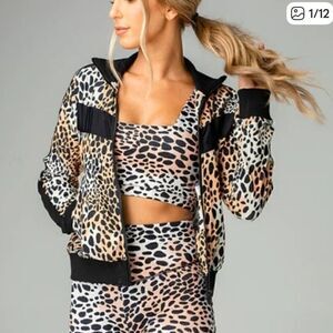 Buddy Love Vonn Track Jacket Cheetah Print Small NEW